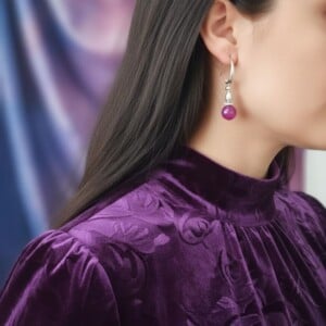 Grijze parel- en paarse agaatoorbellen