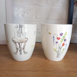 Handbeschilderde keramieken stapelmokken