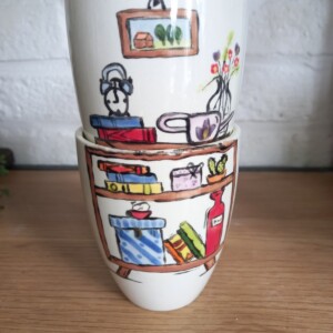 Handbeschilderde stapelmokken groen