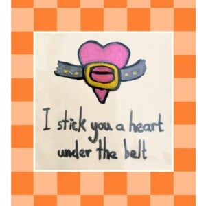 Handgemaakt tegeltje - heart belt