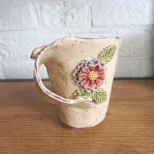 Keramieken koffie/thee mok met bloem