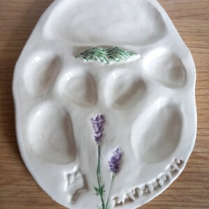 Keramieken schilderspalet Lavendel klein ovaal