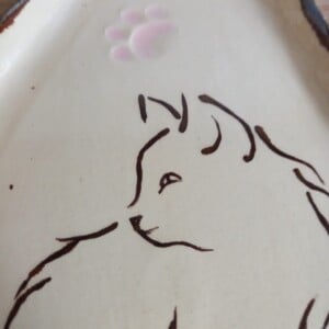 Keramieken schoteltje met kattenafbeelding 9, handmade en handpainted