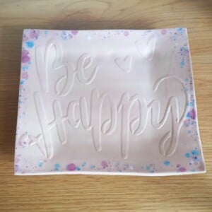 Keramieken serveer/ontbijtbordje met quote