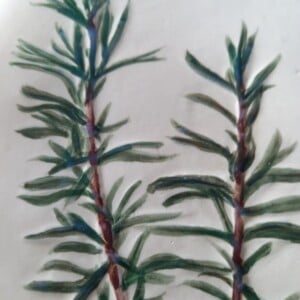 Keramieken serveer/ontbijtbordje rozemarijn