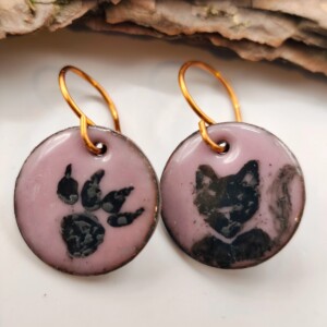Kitty-handgemaakte emaille oorbellen met kat🐱
