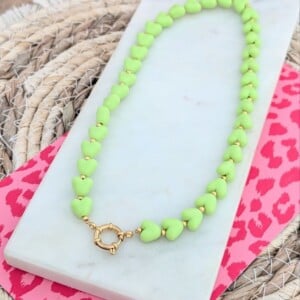 Kralenketting hartjes goud - in 5 verschillende kleuren