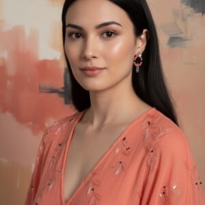 Kwarts en koraal oorbellen