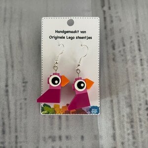 LEGO oorbellen Vogeltjes - donker violet