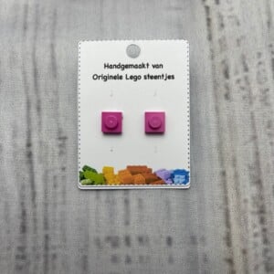 LEGO oorknopjes - donker roze
