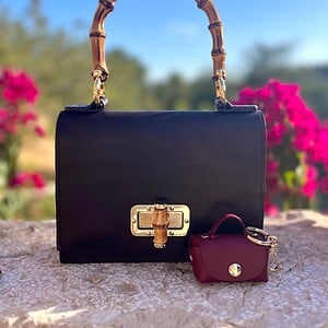 Leren bag charm - sleutelhanger