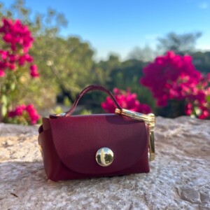 Leren bag charm - sleutelhanger burgundy