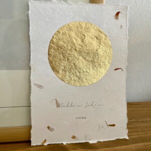 Maanstandportret geboorte, met gouden bladmetaal - A4 of A5 handgeschept bloemenpapier