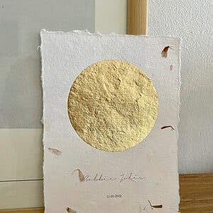 Maanstandportret geboorte, met gouden bladmetaal - A4 of A5 handgeschept bloemenpapier