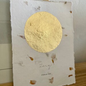 Maanstandportret geboorte, met gouden bladmetaal - A4 of A5 handgeschept bloemenpapier