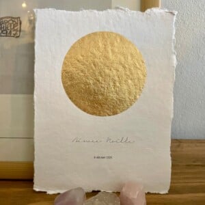 Maanstandportret geboorte, met gouden bladmetaal - A4 of A5 handgeschept papier