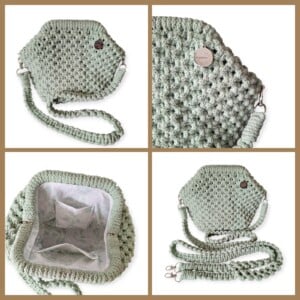 Macramé clutch tas 'eucalyptus'