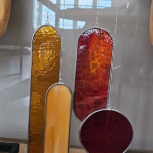 Modern Glas in lood object. Yellow/ Orange/Red
