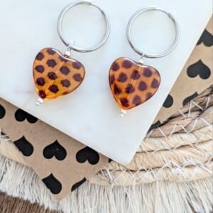 Panter hart oorbellen zilver