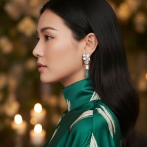 Parel en groene agaat oorbellen