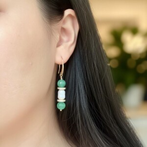 Parels en aventurijn oorbellen