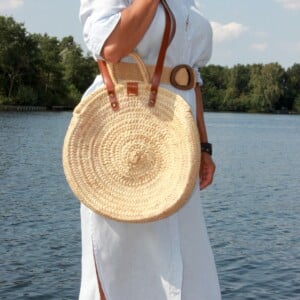 Rieten schoudertas groot