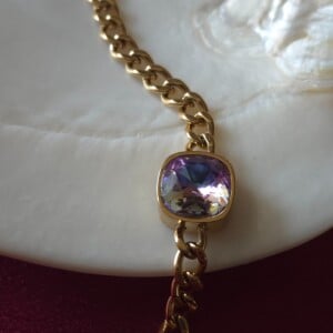 RVS armband ingelegd met Oostenrijks kristal - Goud