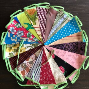 Stoffen slinger, vlaggenlijn groen, 5,75 meter van vintage stoffen