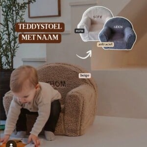 Teddy kinderstoel beige met geborduurde naam