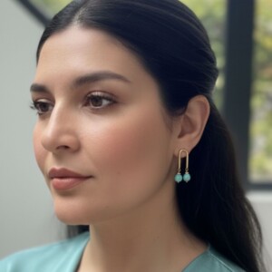 Turquoise jade oorbellen