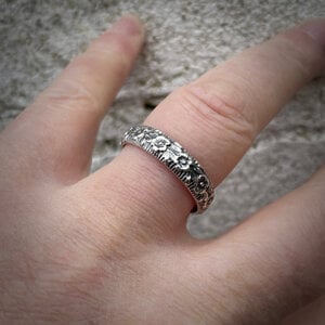 Zilveren bloemen ring 925 – handgemaakte gegraveerde vintage ring 5 mm