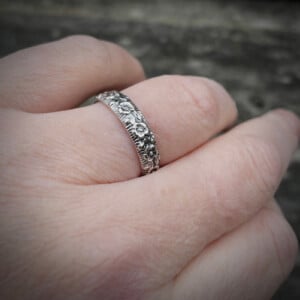 Zilveren bloemen ring 925 – handgemaakte gegraveerde vintage ring 5 mm