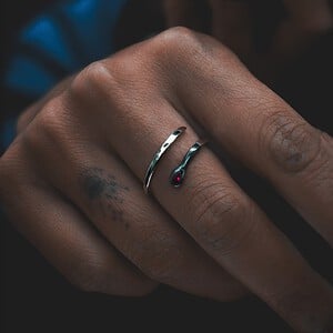 Zilveren open ring - Lucifer