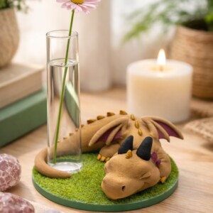 3D-geprint Drakenvaasje met Glazen Reageerbuisje.