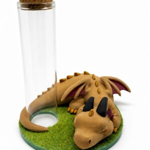 3D-geprint Drakenvaasje met Glazen Reageerbuisje.