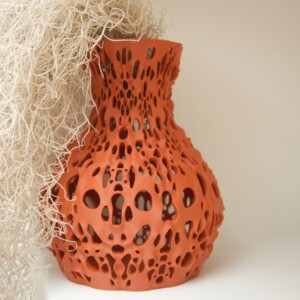 3D Vaas bruin/ naturel met bijzonder patroon