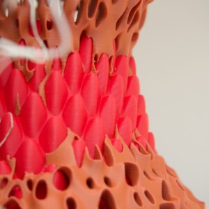 3D vaas rood en bruin (zelfontworpen, uniek)