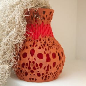 3D vaas rood en bruin (zelfontworpen, uniek)