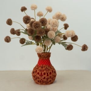 3D vaas rood en bruin (zelfontworpen, uniek)