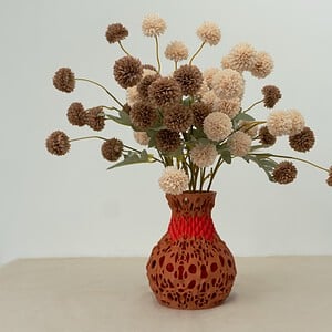3D vaas rood en bruin (zelfontworpen, uniek)