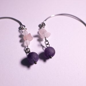 Amethist eenhoorn ear cuffs (paar) - paarse natuursteen oorhangers zonder gaatje