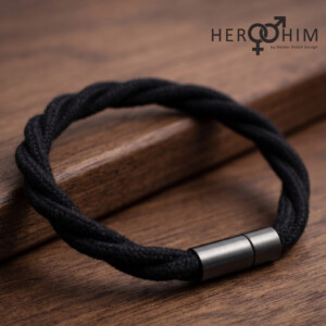 Armband van Textielsnoer - Twisted Black