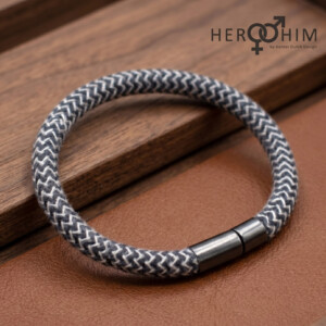 Armband van Textielsnoer - Zig Zag Grey