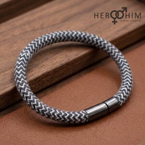Armband van Textielsnoer - Zig Zag Grey