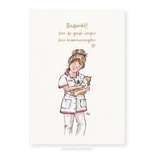 Bedankt kraamverzorgster, wenskaart 10x15cm