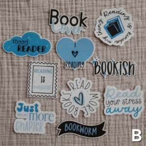 Bookish blauw stickerset, set van 10 stuks ( B )