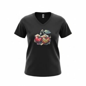 Dames shirt zwart- kersen – Everyday Comfort Edition