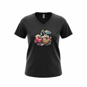 Dames  shirt zwart-  kersen  – Everyday Comfort Edition