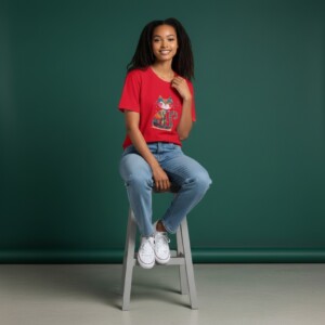 Dames T-shirt kattenprint maat L – schattig Cat Lover shirt rood , zacht & comfortabel, cadeau voor kattenliefhebbers, wasbaar 30 C