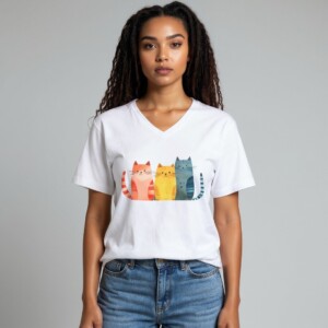 Dames T-shirt kattenprint maat XXL – schattig Cat Lover shirt, zacht & comfortabel, cadeau voor kattenliefhebbers, wasbaar 30 C